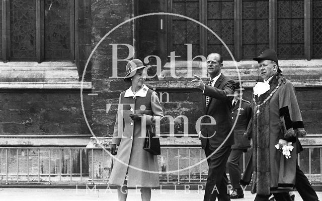 Queen Elizabeth and Prince Philip during their visit to Bath for Monarchy 1000 1973