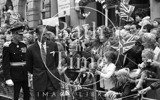 Queen Elizabeth and Prince Philip during their visit to Bath for Monarchy 1000 1973