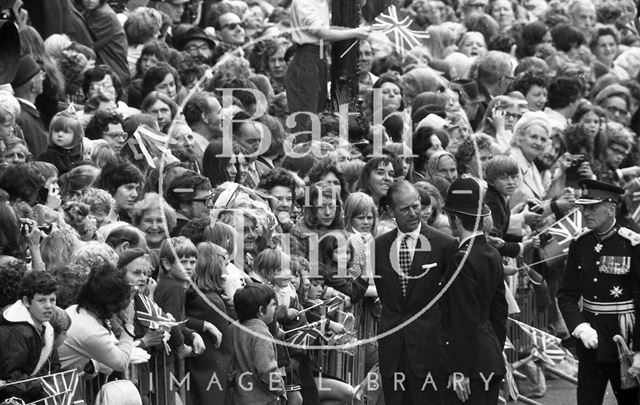 Queen Elizabeth and Prince Philip during their visit to Bath for Monarchy 1000 1973