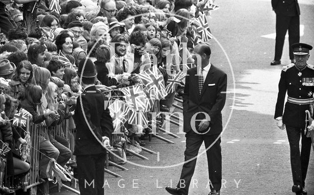 Queen Elizabeth and Prince Philip during their visit to Bath for Monarchy 1000 1973