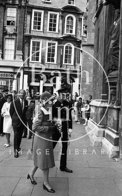 Queen Elizabeth and Prince Philip during their visit to Bath for Monarchy 1000 1973