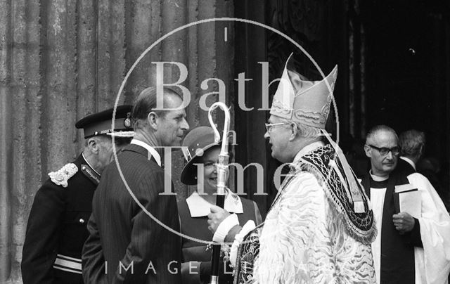 Queen Elizabeth and Prince Philip during their visit to Bath for Monarchy 1000 1973