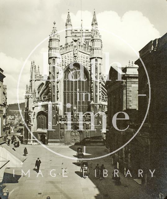 West front of Bath Abbey and Abbey Church Yard c.1930