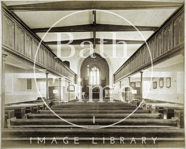 Interior before rebuilding of 1885, St. Michael's Church, Twerton, Bath c.1884