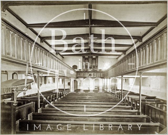 Interior before rebuilding of 1885, St. Michael's Church, Twerton, Bath c.1884