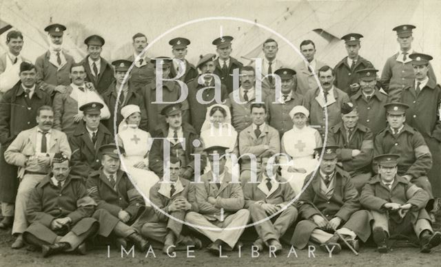 Group photo of medical staff, Bath War Hospital, Combe Park c.1916