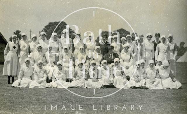 Group photo of nursing staff, Bath War Hospital, Combe Park c.1916