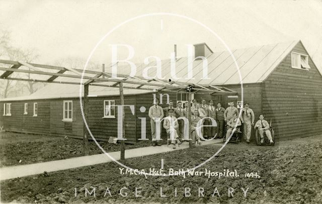 Outside the Y.M.C.A. Hut, Bath War Hospital, Combe Park c.1916