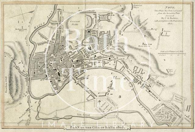 Detail of the City of Bath, a Topographical Map of the County of Somerset, Day and Masters 1803