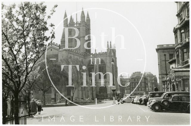 Bath Abbey and Orange Grove, with the Empire Hotel to the right 1953-1955