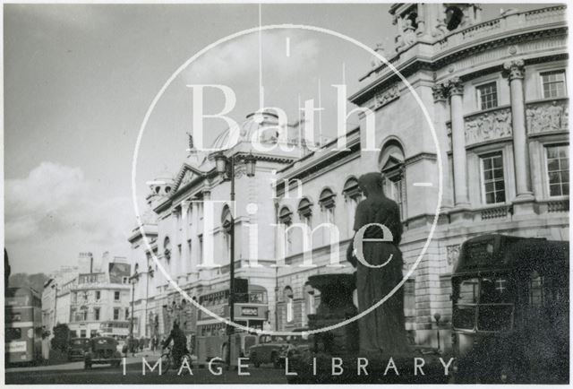 High Street and Guildhall from Rebekah Fountain, Bath 1953-1955