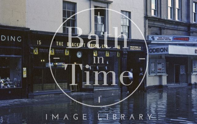 Floods at the Odeon Cinema and Blackett Press, Southgate Street, Bath 1963