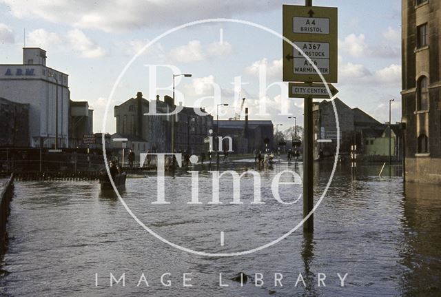 Floods at Broad Quay, Bath 1963