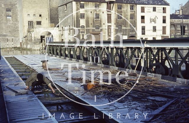 Floods at the Wessex temporary bridge, Bath 1963