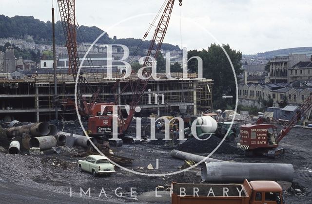 Walcot Street Car Park under construction, Bath 1971