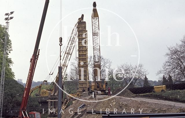 Drilling at new Railway Bridge, Pulteney Road, Bath 1974