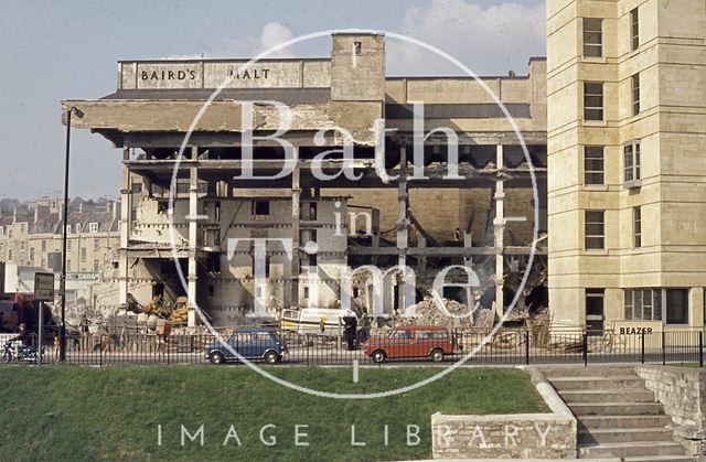 Demolition of Baird's Malt house, Broad Quay, Bath 1974