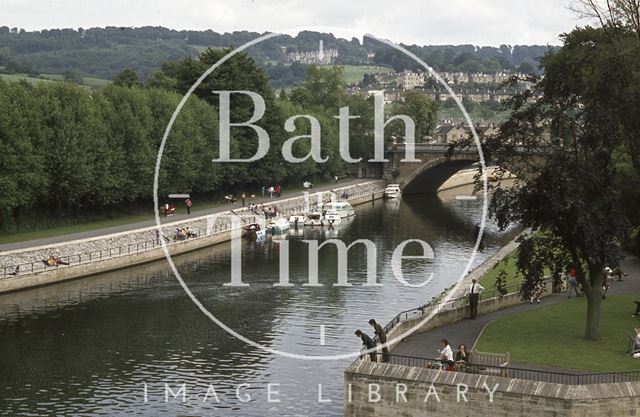 Recreation Ground and riverside, viewed from Grand Parade, Bath 1974