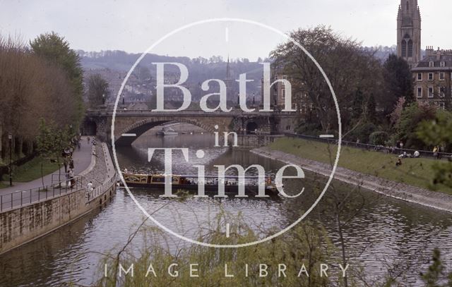 View towards North Parade Bridge, Bath 1975