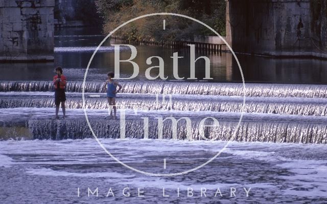 Fishing on the new Pulteney Weir, Bath 1975