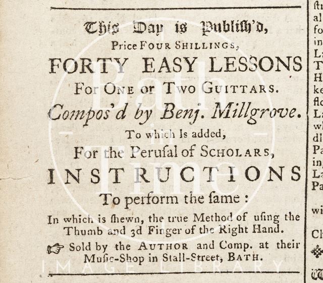 Publication of forty easy lessons for one or two guitars 1762