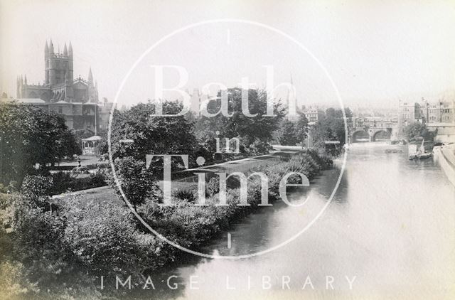 View of Bath Abbey and Parade Gardens from North Parade Bridge c.1890