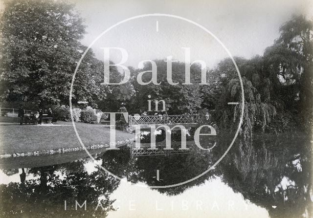 Bridge over the lake in Royal Victoria Park, Bath c.1890