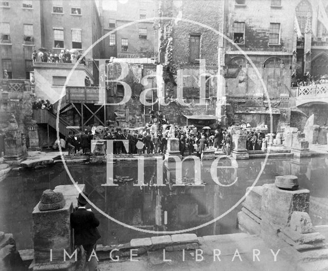 A formal gathering at the newly excavated Roman Baths, Bath c.1880