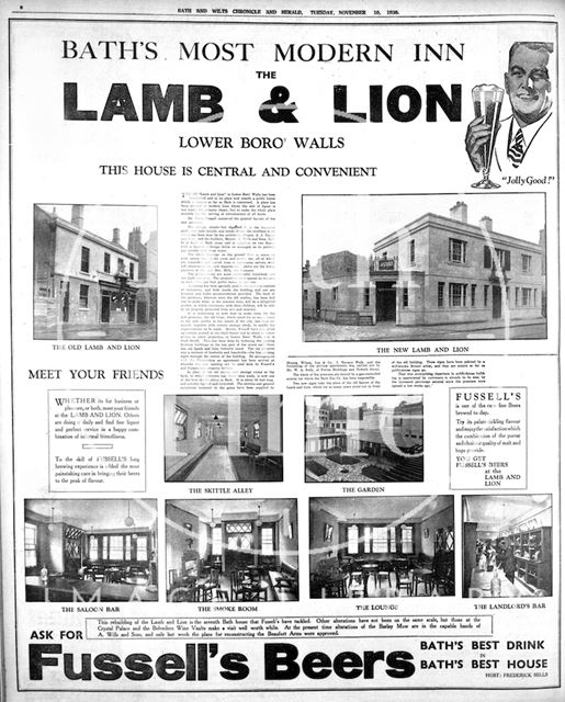 Bath's most modern Inn, the Lamb and Lion, Bath 1936