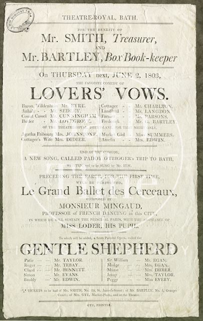 Theatre Royal, Bath playbill 1803