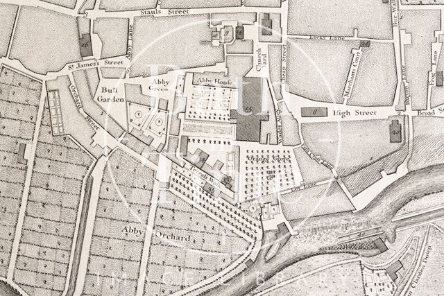 John Wood's map of Bath 1735 - detail