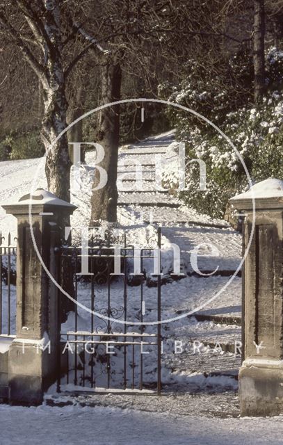 Hedgemead Park in snow, Bath 1979