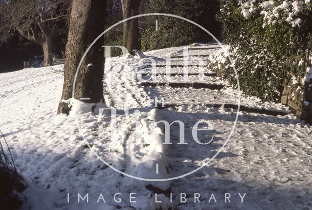 Hedgemead Park in snow, Bath 1979