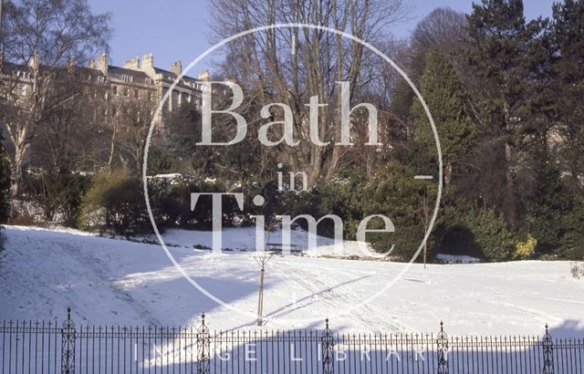 Hedgemead Park in snow, Bath 1979