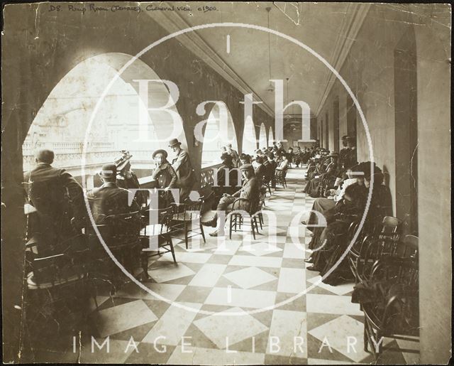 Terrace overlooking Great Bath from the Pump Room, Bath c.1909