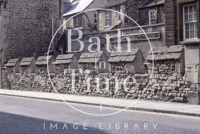 City Wall, Upper Borough Walls, plaque, Bath 1979