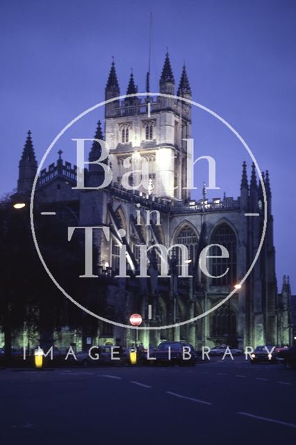 Bath Abbey at dusk 1981