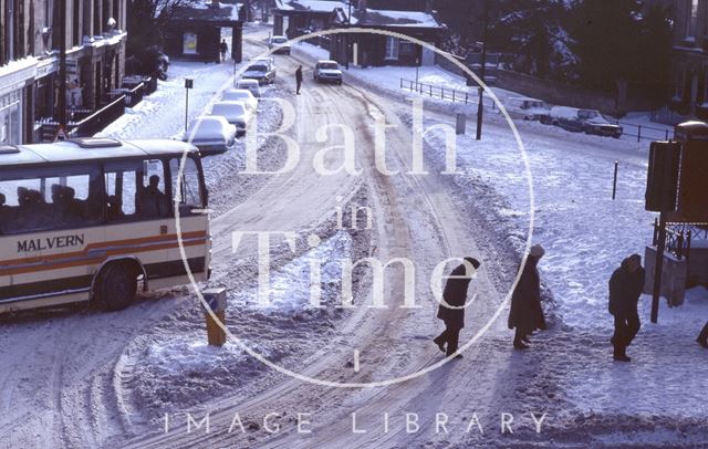 Cleveland Bridge and Walcot in snow, Bath 1982