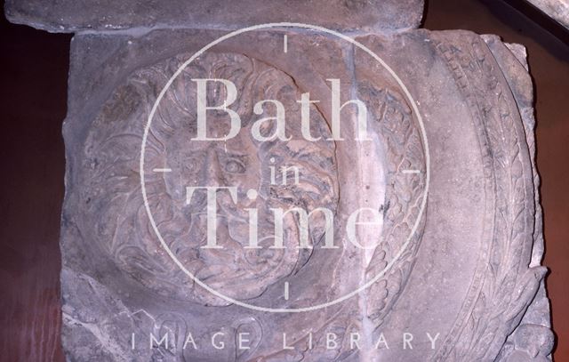 Gorgon's Head and pediment, Roman Baths, Bath 1983