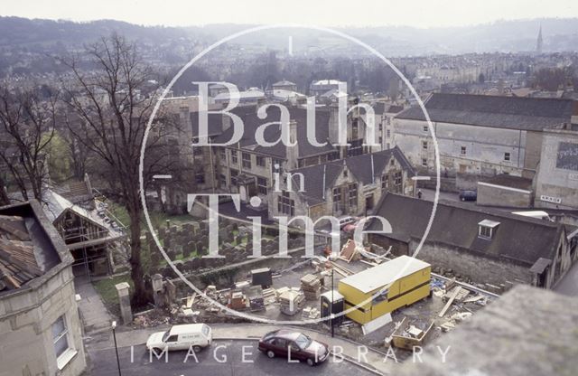 Walcot Burial Ground from the roof of St. Swithin's Church, Walcot, Bath 1992