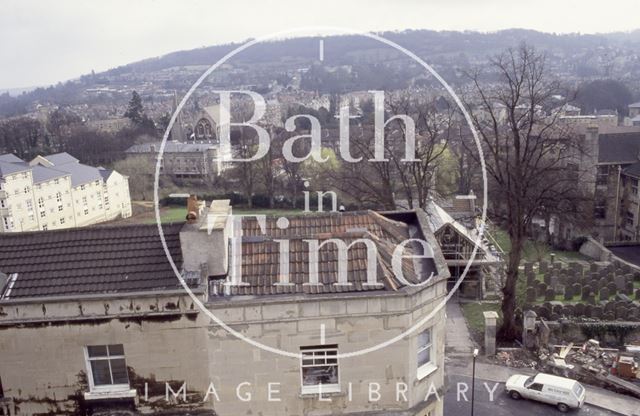 Walcot Burial Ground and Walcot Gate from the roof of St. Swithin's Church, Walcot, Bath 1992