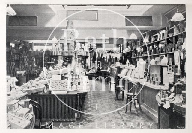 Provisions and section of the Grocery Department, Cater, Stoffell and Fortt, High Street, Bath c.1920