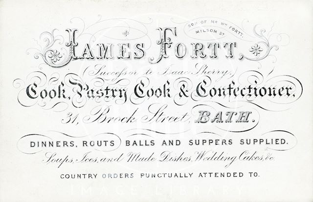 James Fortt, Cook, Pastry Cook & Confectioner, Bath c.1855