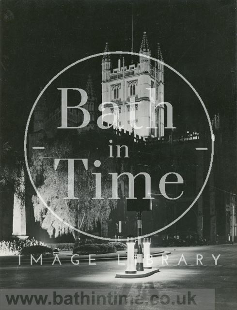 Bath Abbey from Orange Grove floodlit during the Coronation of George VI 1937