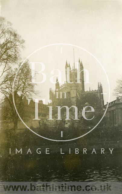 Bath Abbey and Parade Gardens from the River Avon 1945