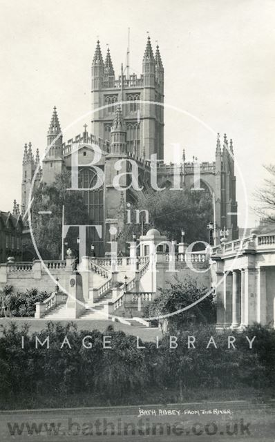 Bath Abbey from the River Avon c.1937