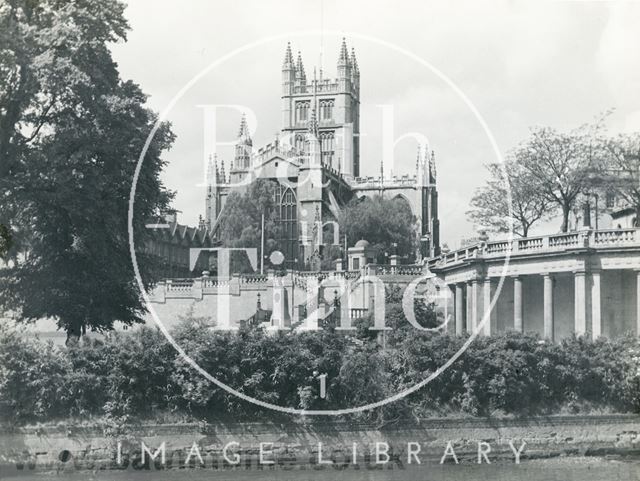 Bath Abbey and Parade Gardens from the River Avon c.1935