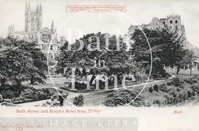 Bath Abbey and Empire Hotel from North Parade Bridge 1906