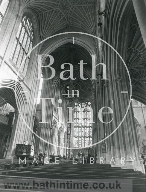 Installing the new lighting in Bath Abbey 1978