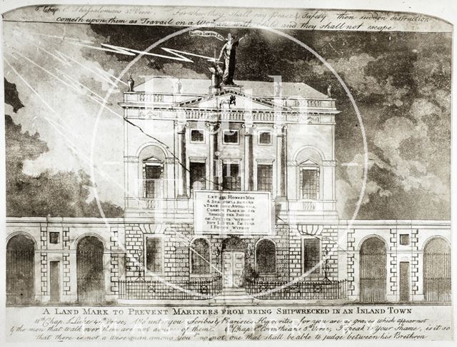 Caricature of the Guildhall, Bath c.1800